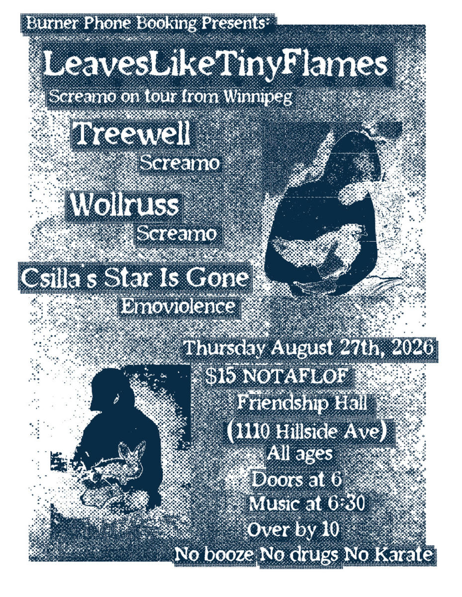 Winnipeg screamo Leavesliketinyflames with locals at friendship hall
