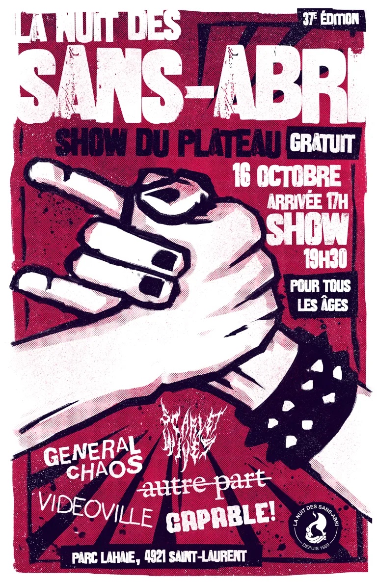 Show de la Nuit des sans-abri: General Chaos + Capable! + Autre Part + Scarlet Wives + Videoville