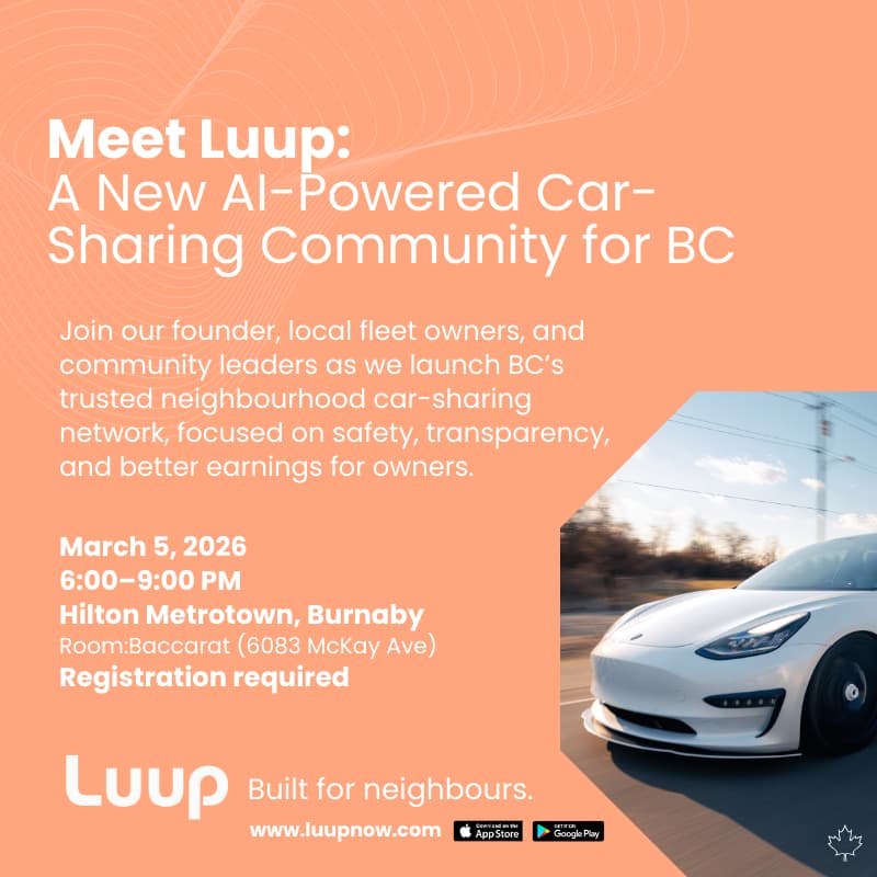 Meet Luup: A New AI-Powered Car-Sharing Community for BC at Hilton Vancouver Metrotown Burnaby