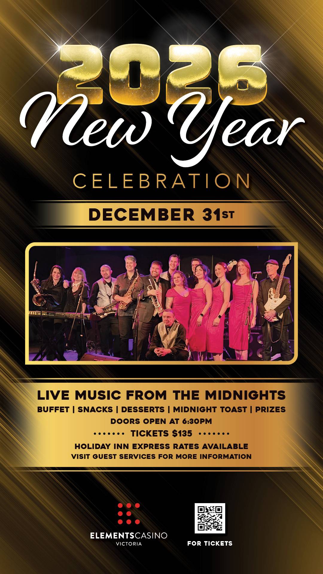 Elements Casino Victoria New Years Celebration 2026 at Elements Casino Victoria - The Platinum Room