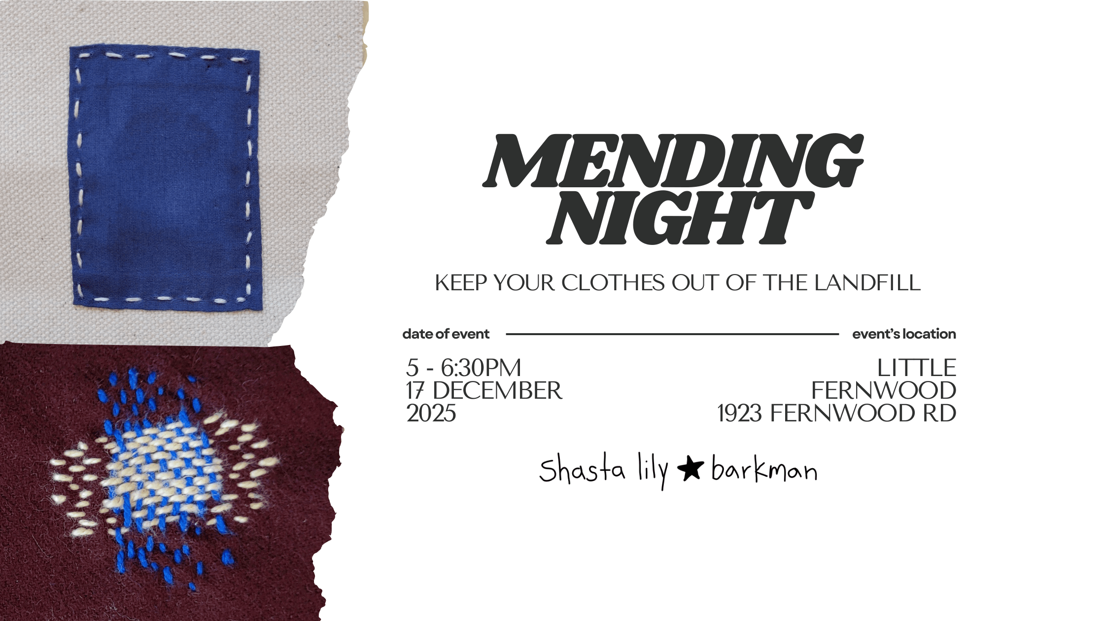 Mending Night at 1923 Fernwood Rd