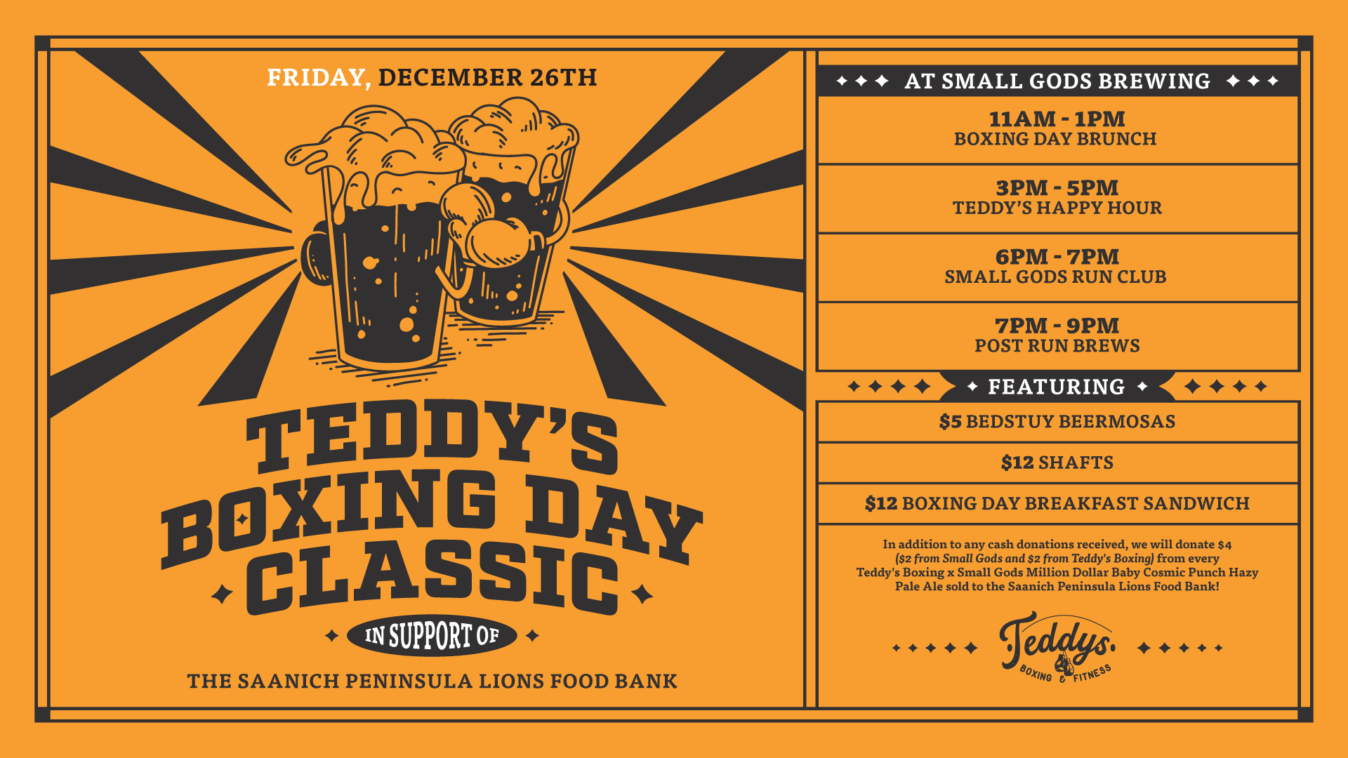 Teddy's Boxing Day Classic at Small Gods Brewing - 9835 Third St, Sidney, BC V8L 3A7