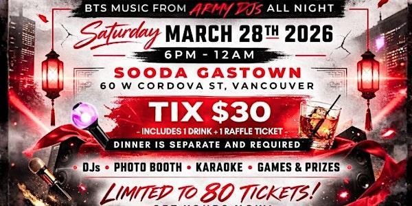 BTS Arirang Pre-Tour Dinner & Dance Party! at SOODA Gastown Vancouver