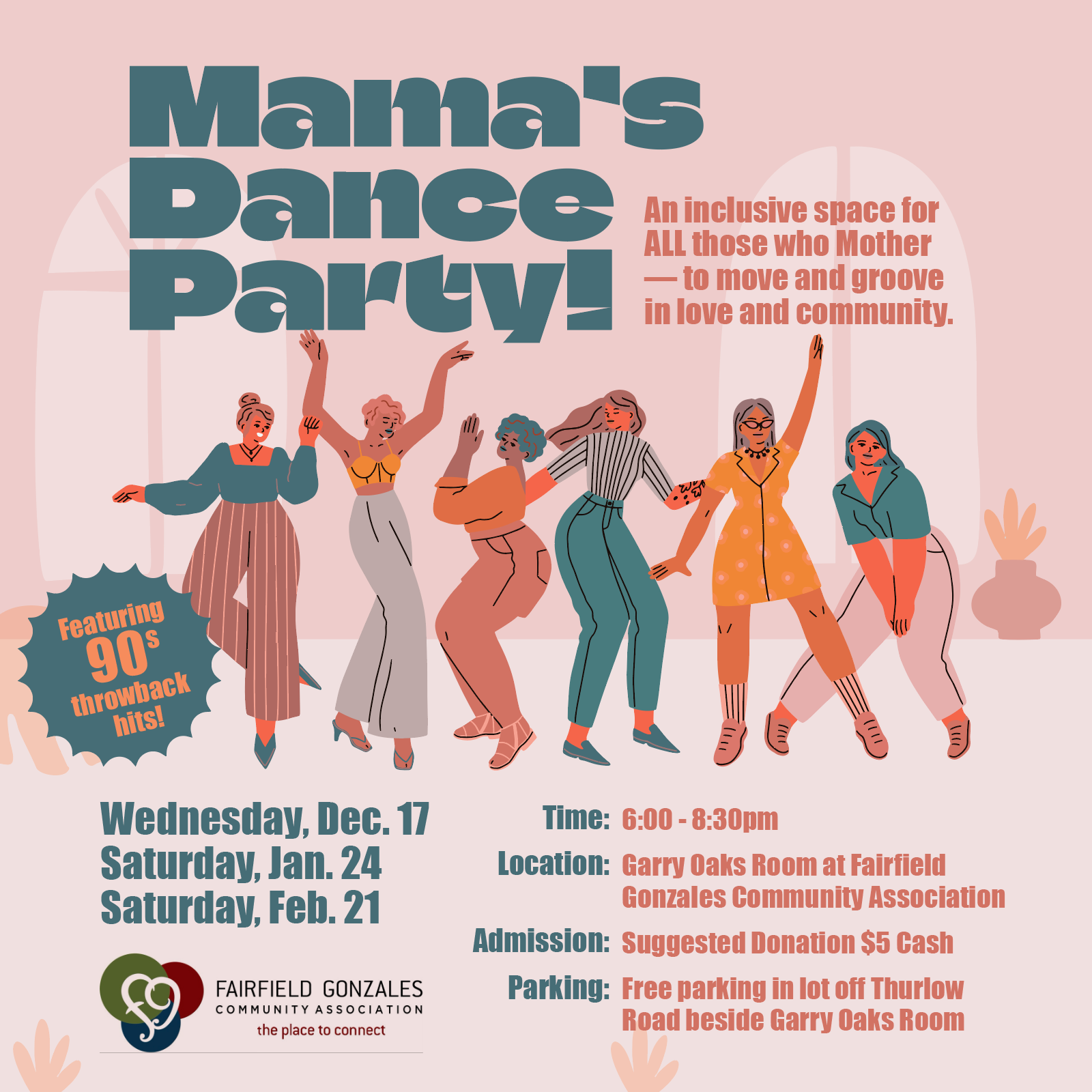 Mama's Dance Party  at 1341 Thurlow Road, Garry Oaks room, Fairfield Gonazles Community Association 